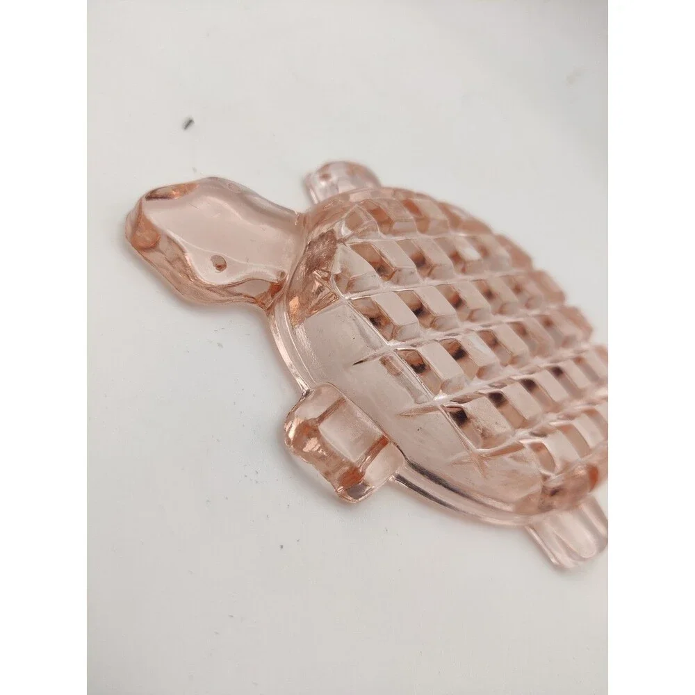 Vintage pink Glass Turtle Dish Trinket Tray Ashtray fluorescent selenium